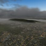 Fog, clouds, illuminated city